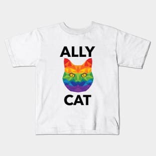 LGBTQ | Ally Cat | Pride Gift | Be Kind | Funny LGBTQ Gift Idea | Cat Lover | Kitty Lover | Love Is Love | Rainbow Kids T-Shirt
